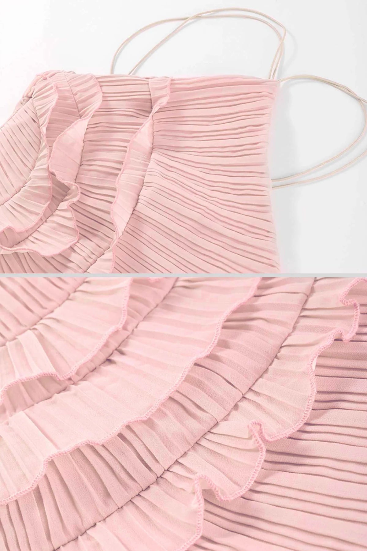Rosete Pleated Ruffle Dress Milk Blush