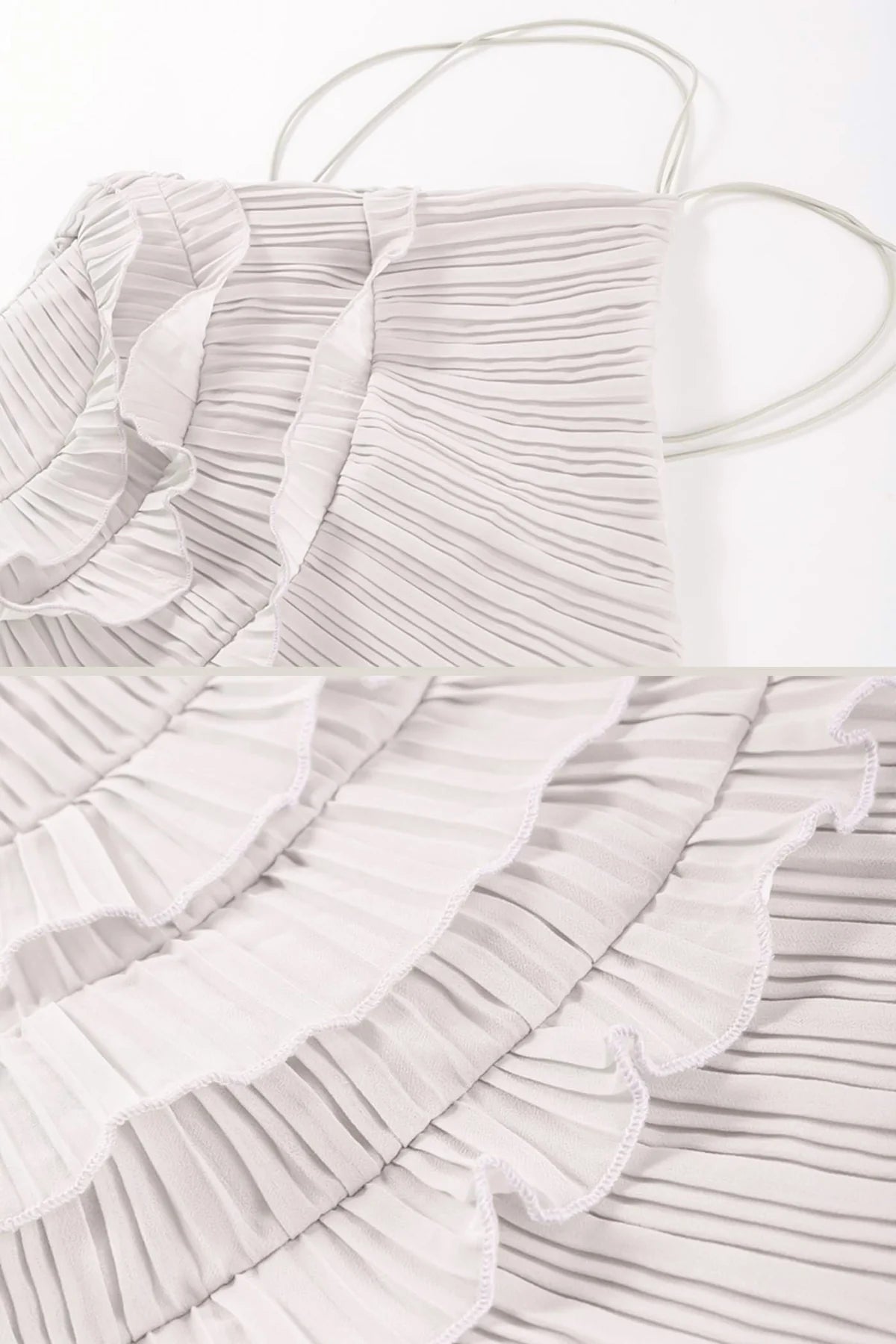 Rosete Pleated Ruffle Dress Milk