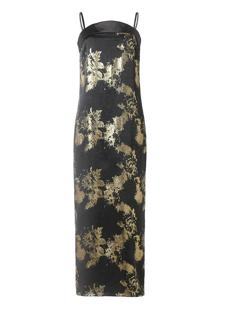 Black and Gold silk dress