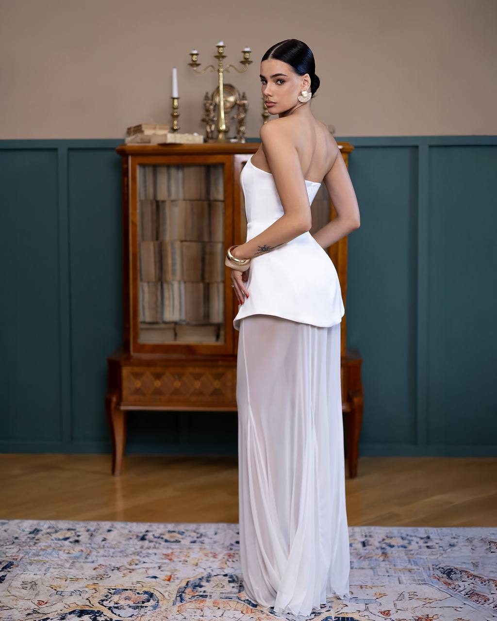 A-Mora Corset Sheer Skirt Gown (Pink)