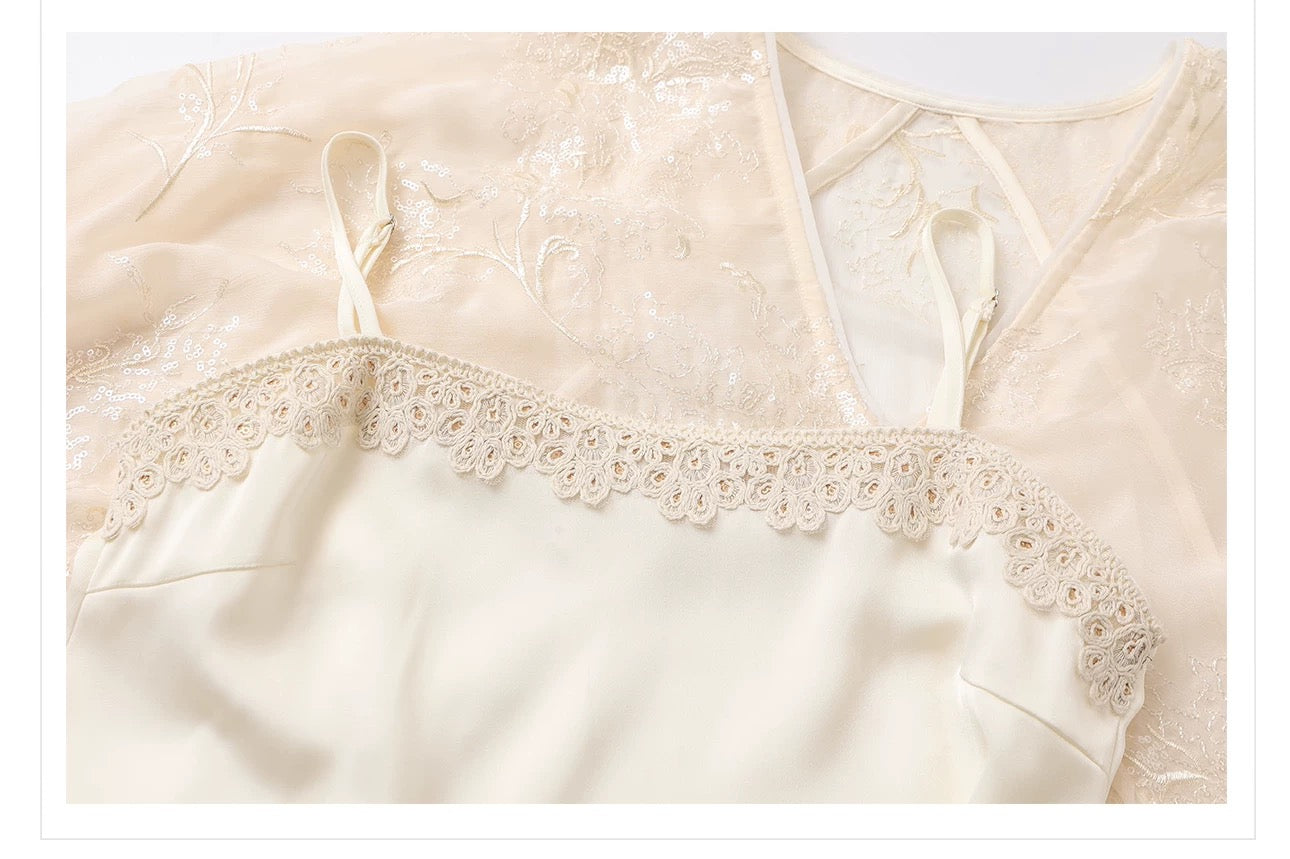 Amara Silk Dress Set Ivory
