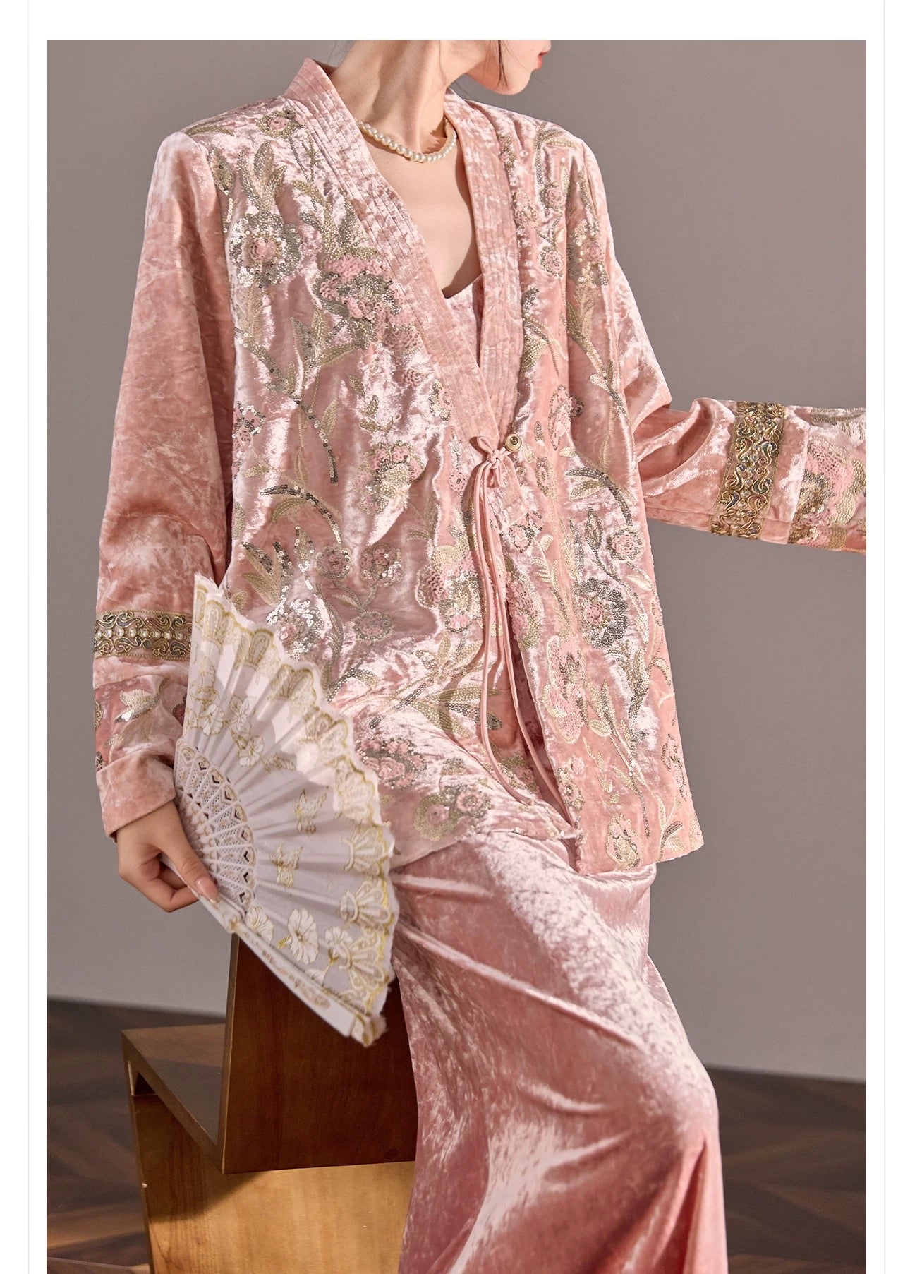 Layali Rose Velvet Dress