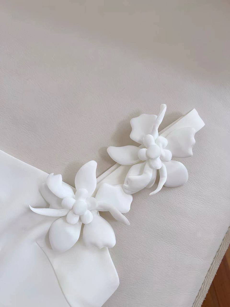 Camellia 3D Floral Midi Dress — White