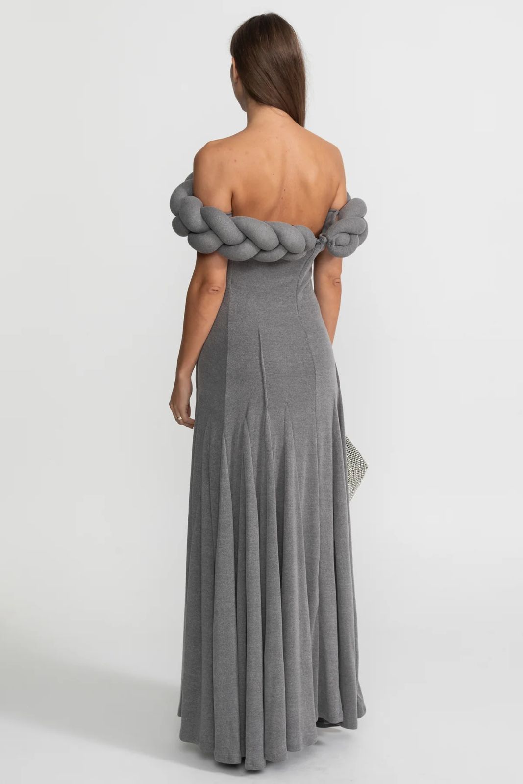 Elara Off-Shoulder Maxi Dress Grey