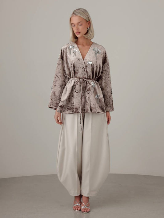 Embellished Velvet Kimono
