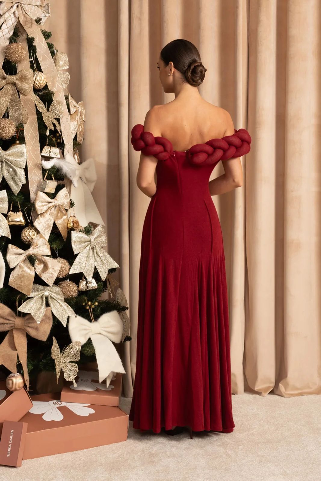 Elara Off-Shoulder Maxi Dress Red
