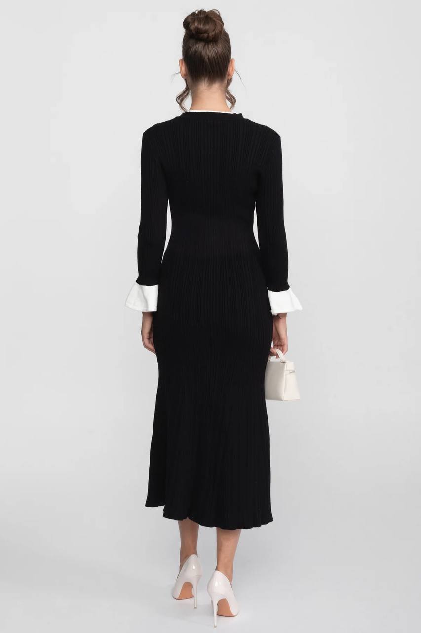 Knitted Button-Detail Midi Dress