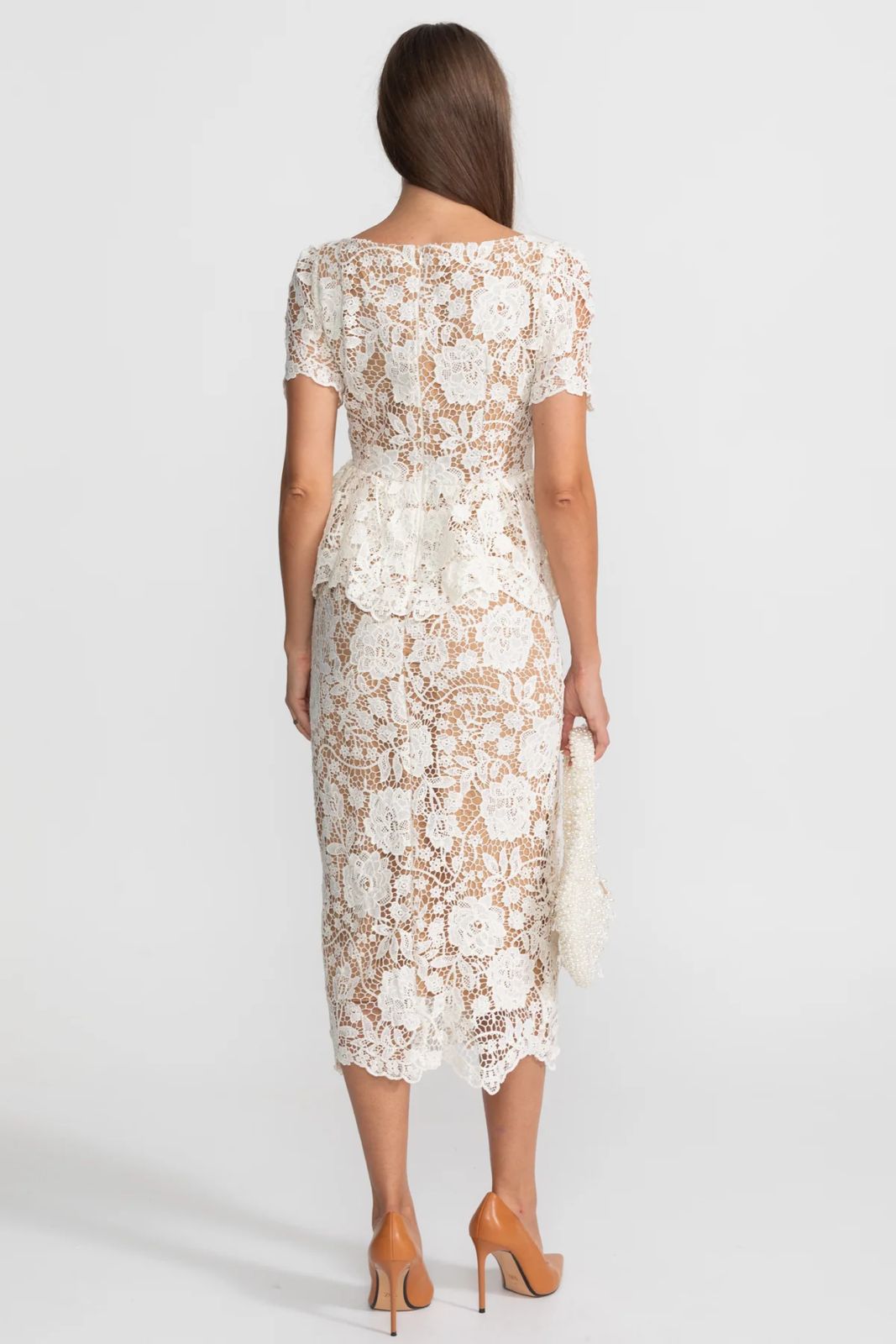 Lace Peplum Midi Dress