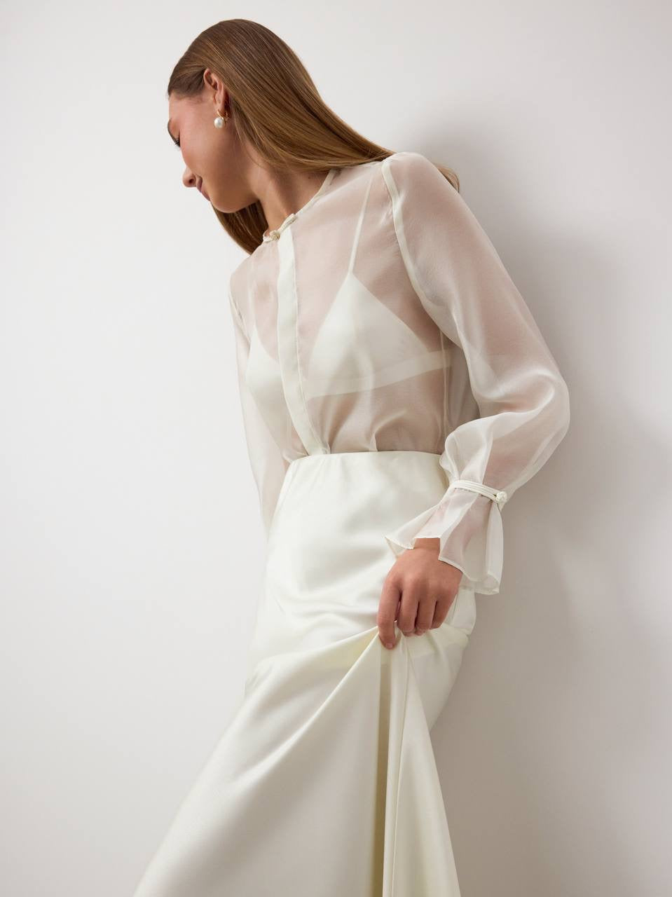 Élise Satin Midi Skirt