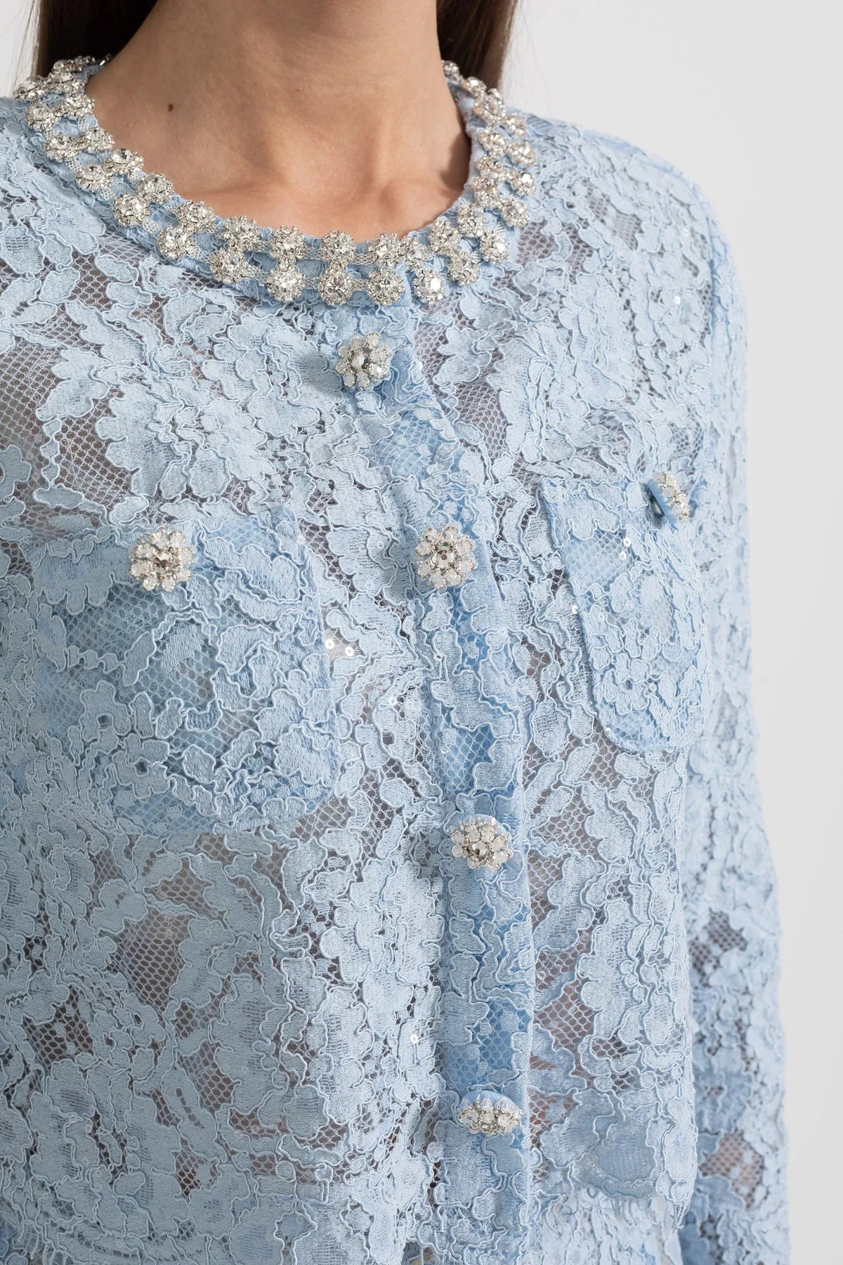 Elara Lace Midi Dress Light Blue