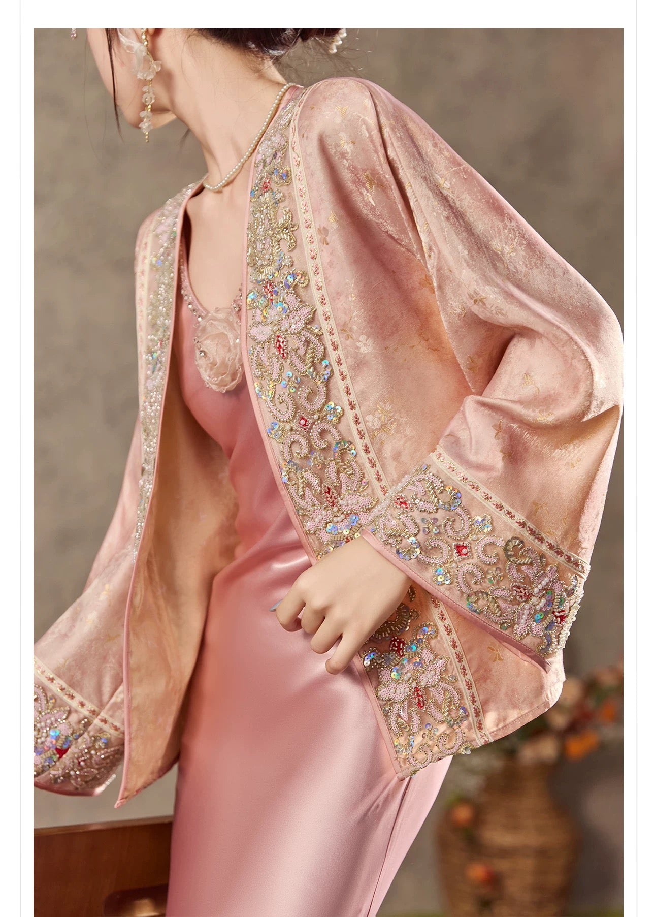 Noor Silk Kimono Rose Gold