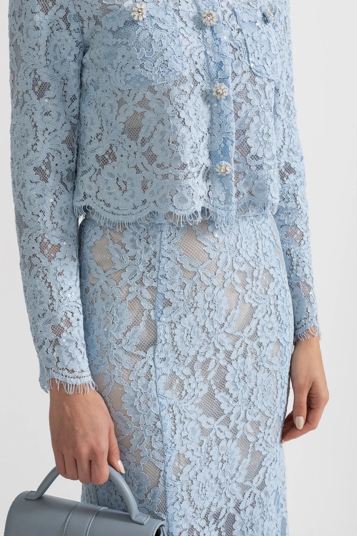 Elara Lace Midi Dress Light Blue