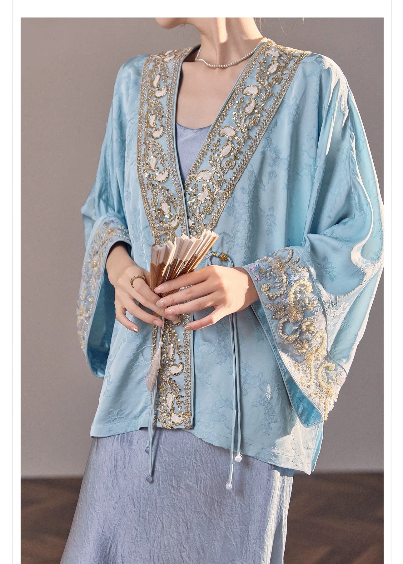 Zahra Silk Kimono Sky Blue