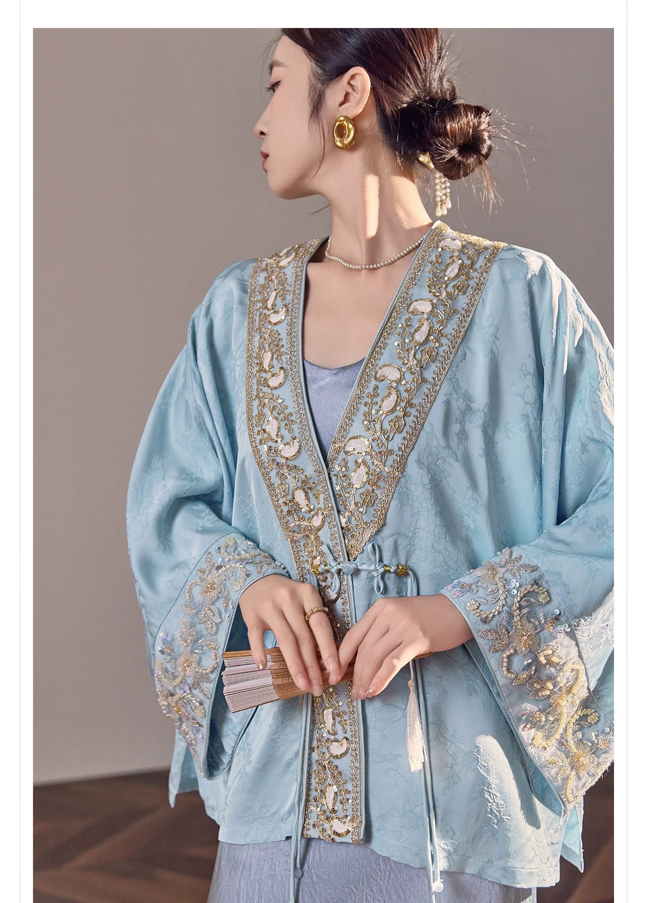 Zahra Silk Kimono Sky Blue