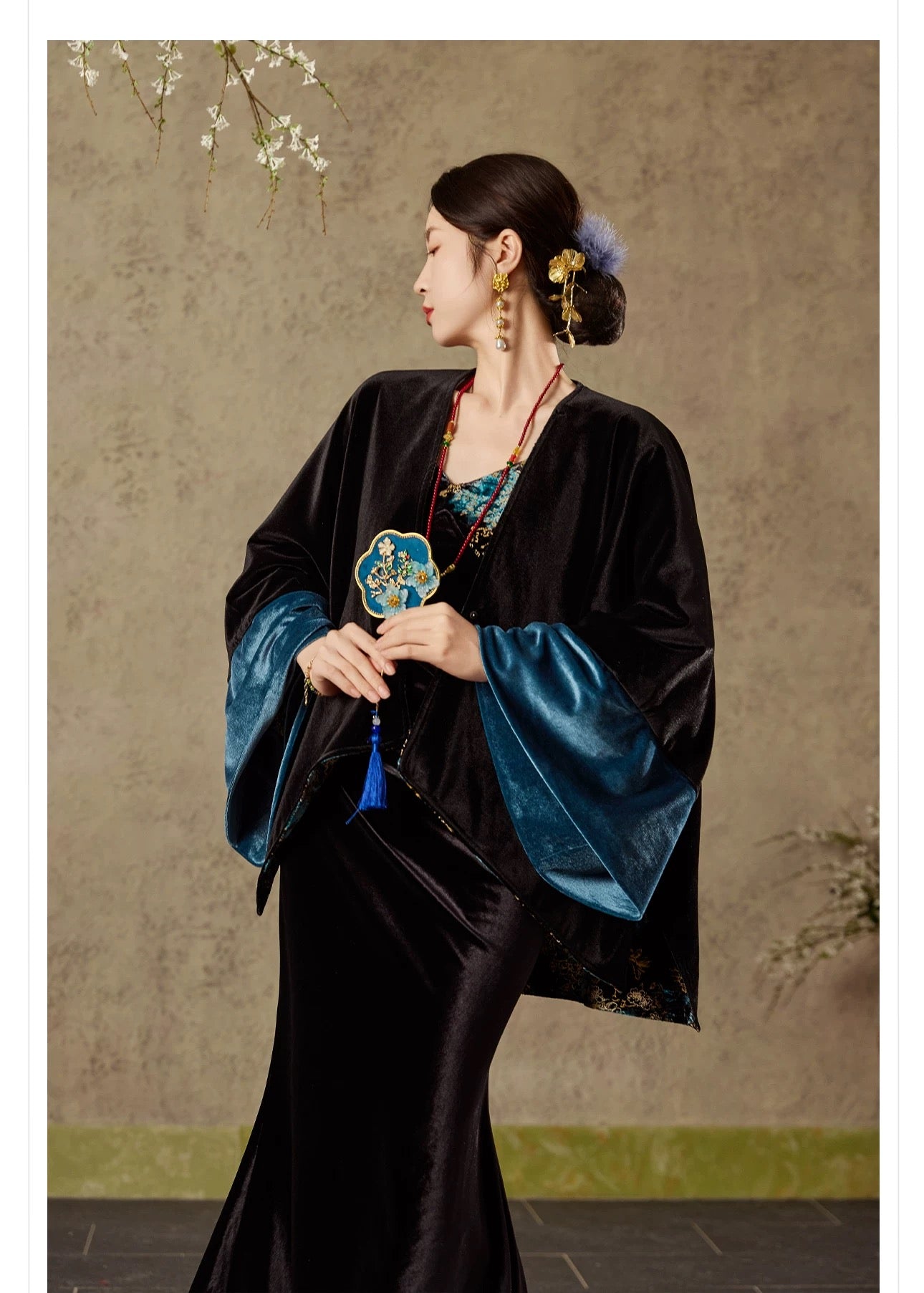 Zafira Reversible Kimono Black & Teal