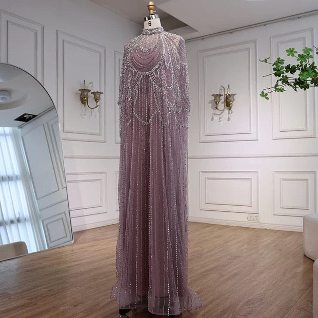 Blush Veil Evening Gown