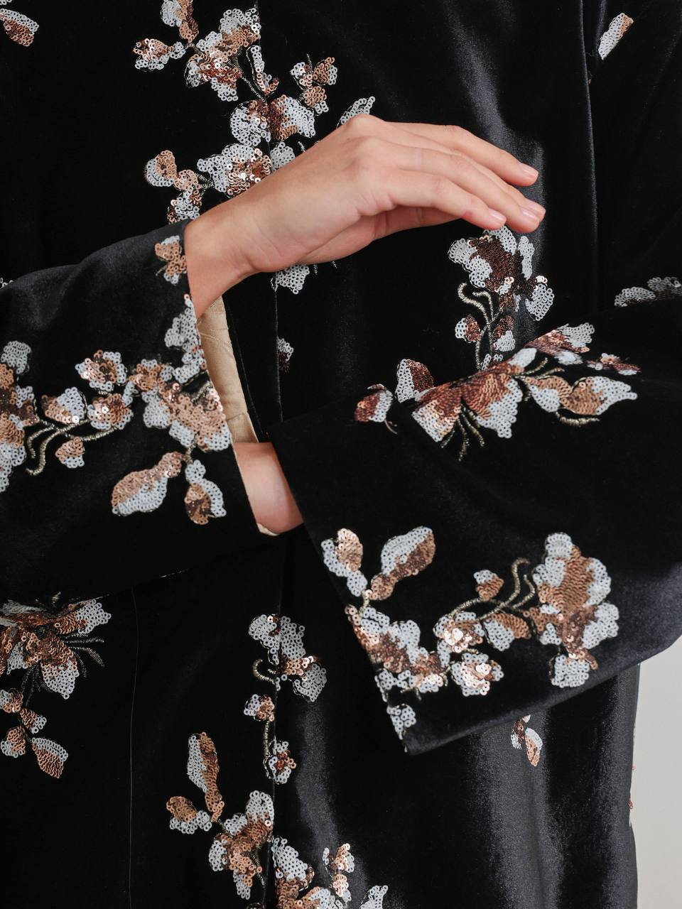 Midnight Blossom Velvet Jacket