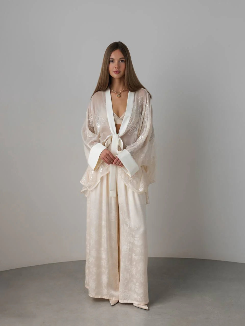 Amani Silk Kimono Set Ivory