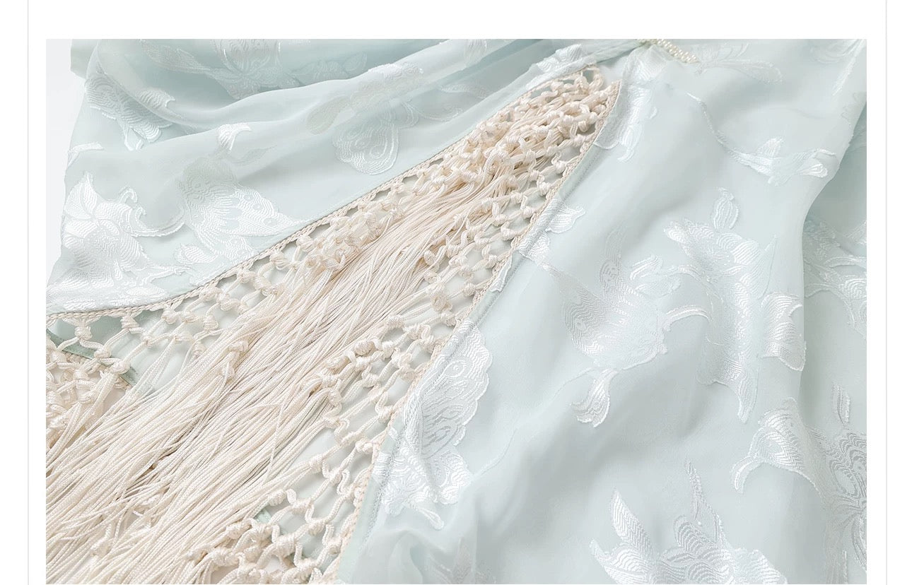 Lina Silk Kimono Mist Blue