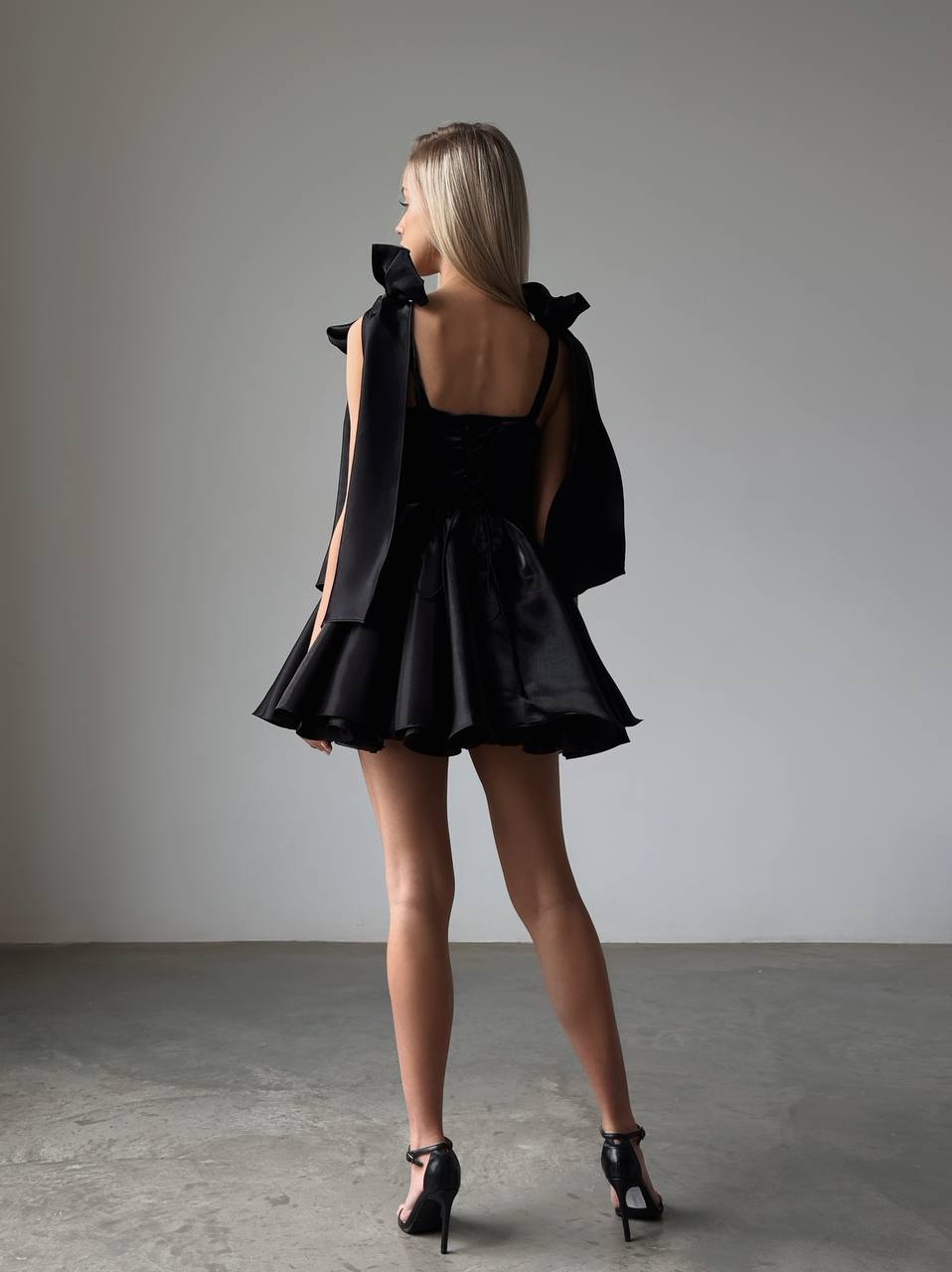 Bow Mini Dress Black