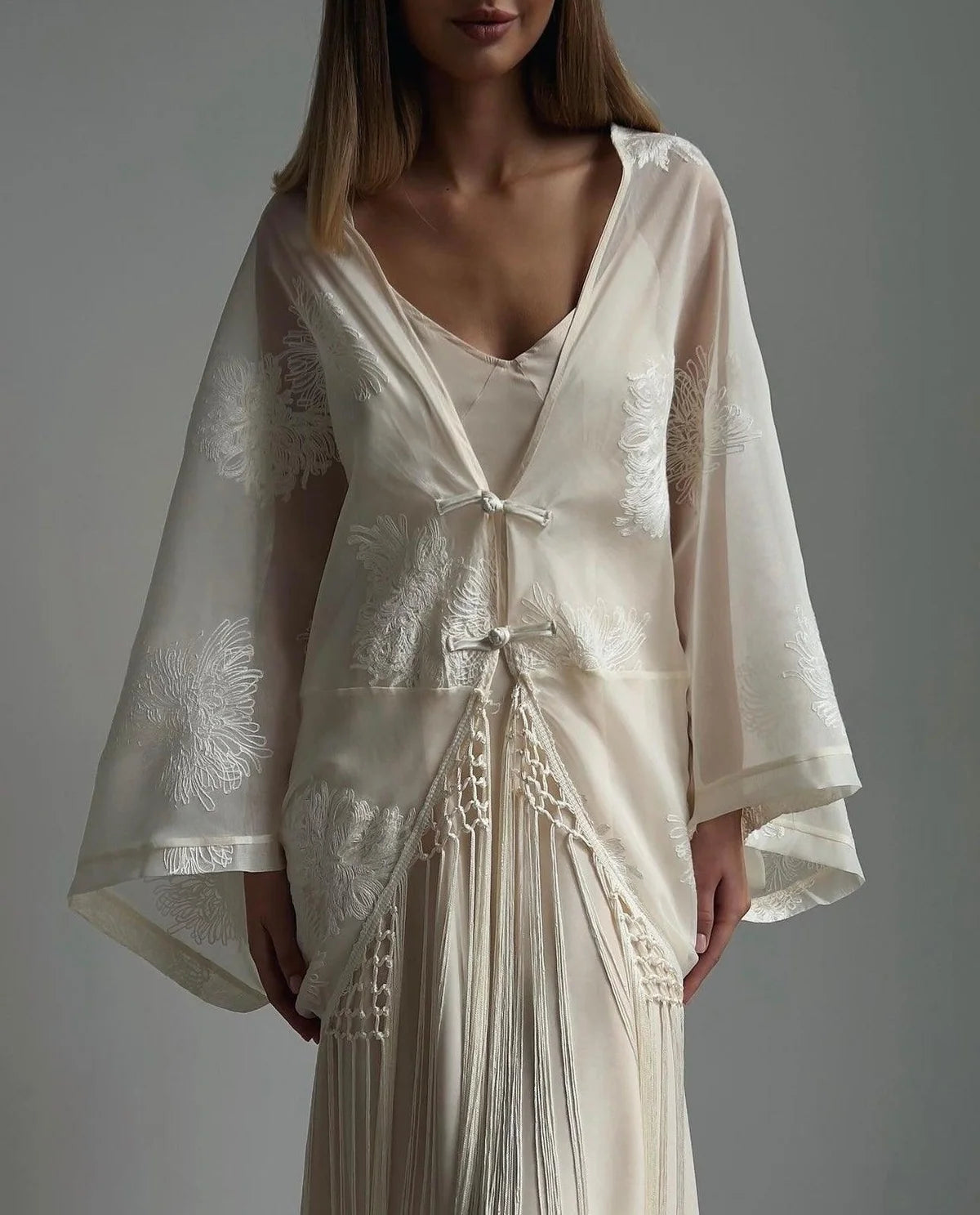 Embroidered Kimono Blouse