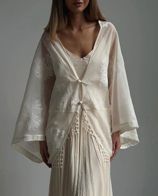 Embroidered Kimono Blouse