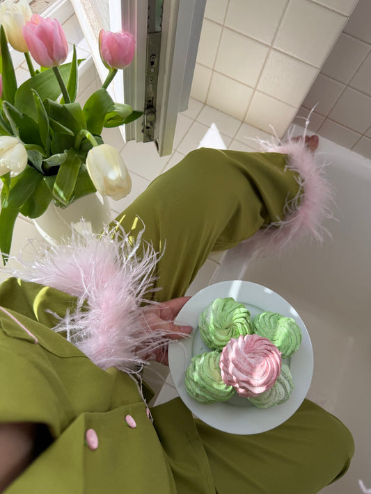 Milana Feather Lounge Set - Olive