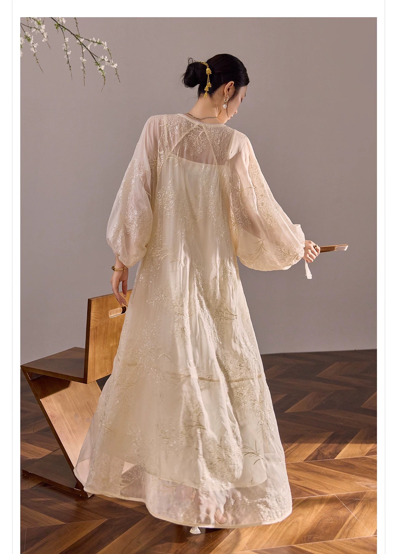 Amara Silk Dress Set Ivory