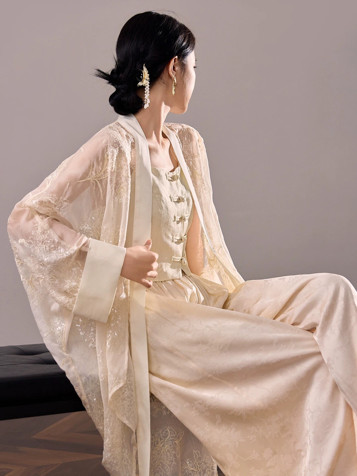 Amani Silk Kimono Ivory