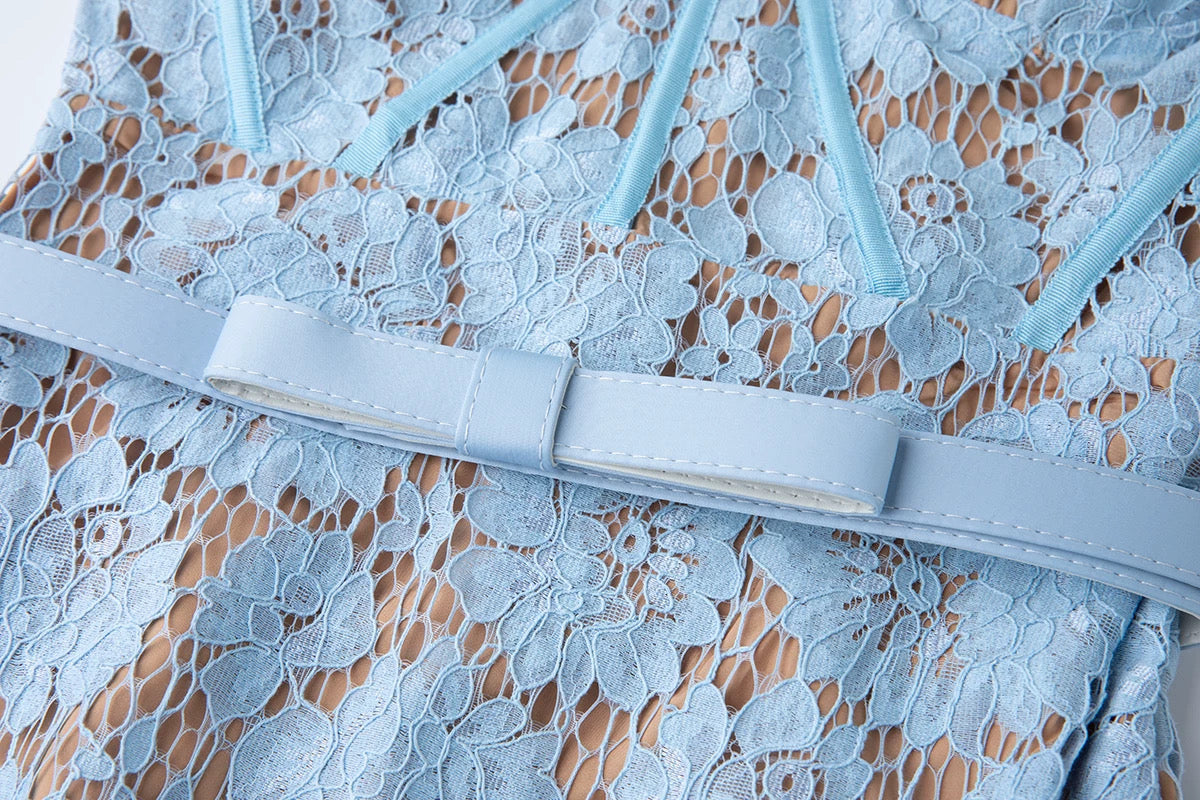 Alina Lace Midi Dress Light Blue