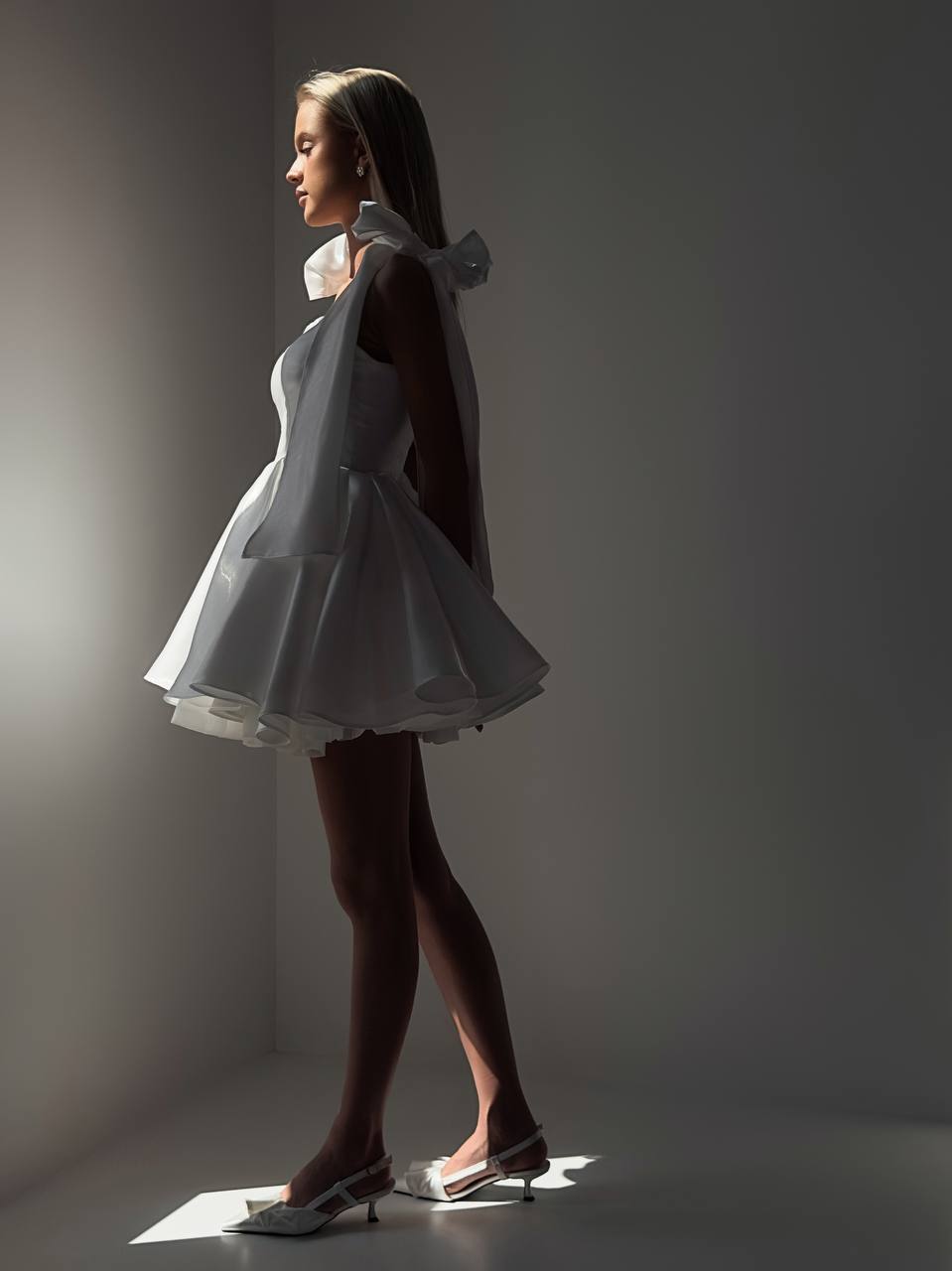 Bow Mini Dress White