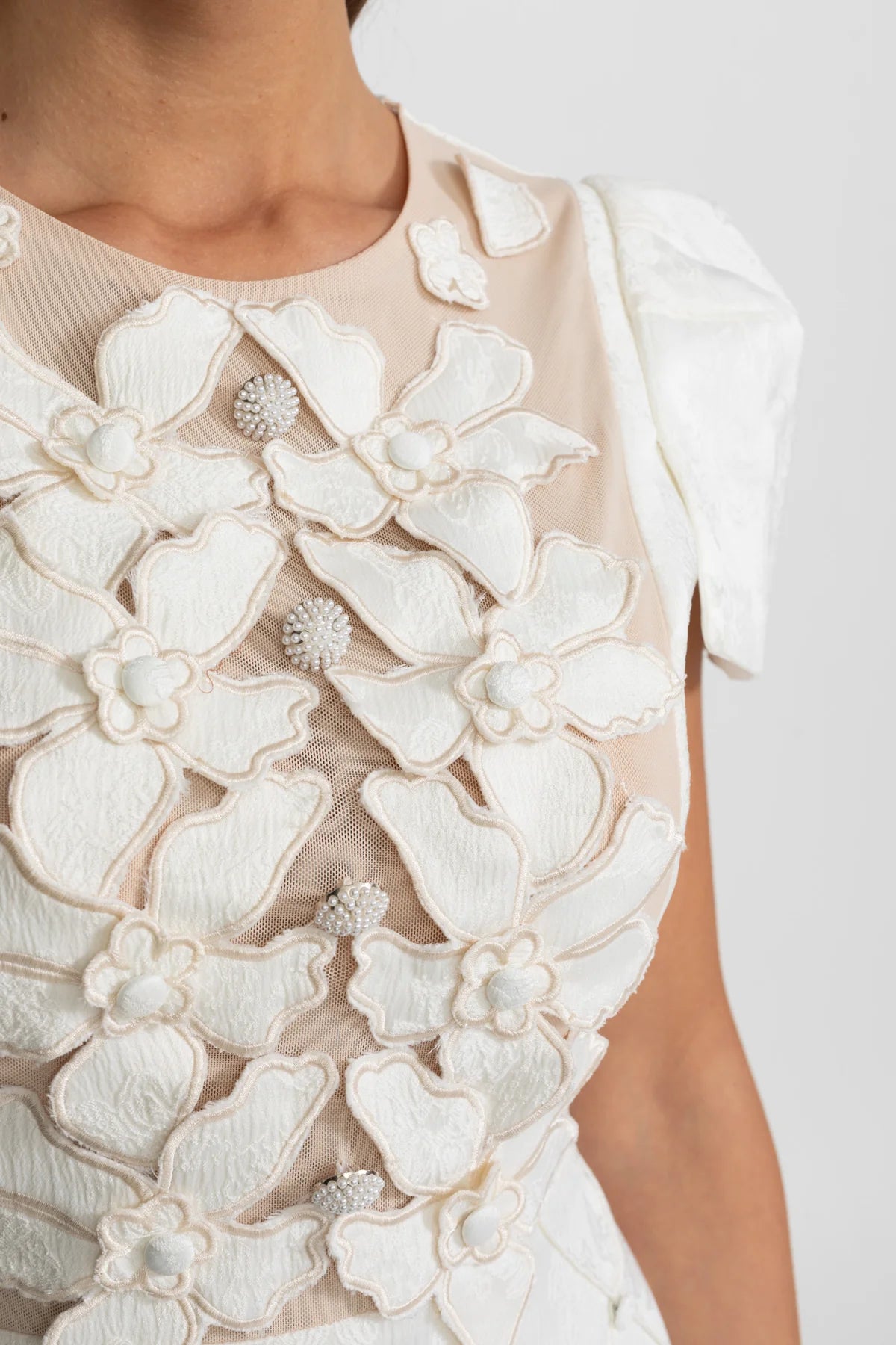 Floria Embellished Mini Dress Ivory