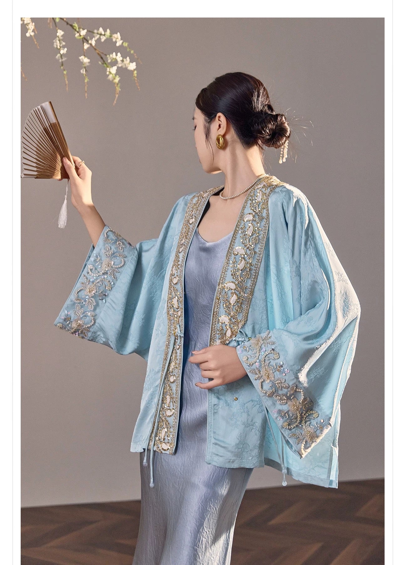 Zahra Silk Kimono Sky Blue