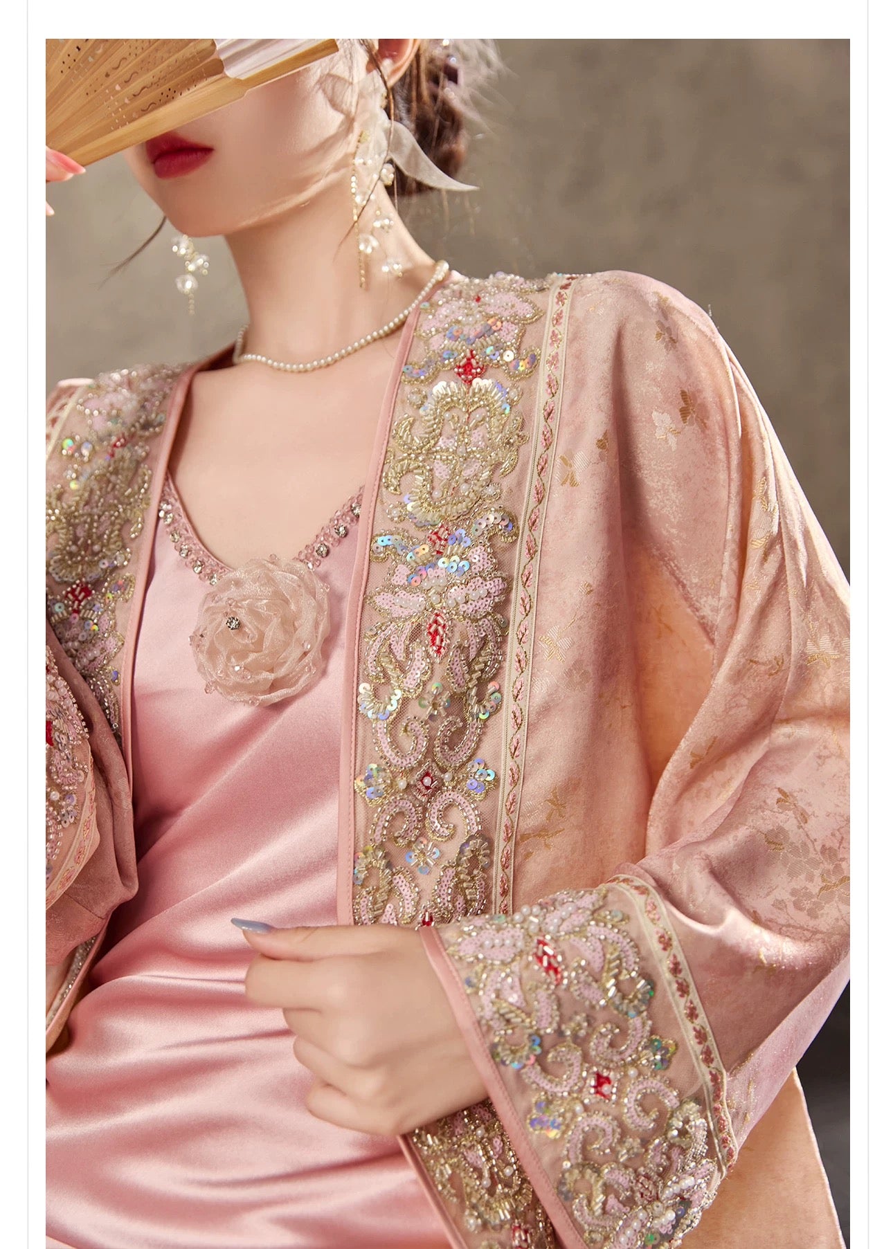 Noor Silk Kimono Rose Gold