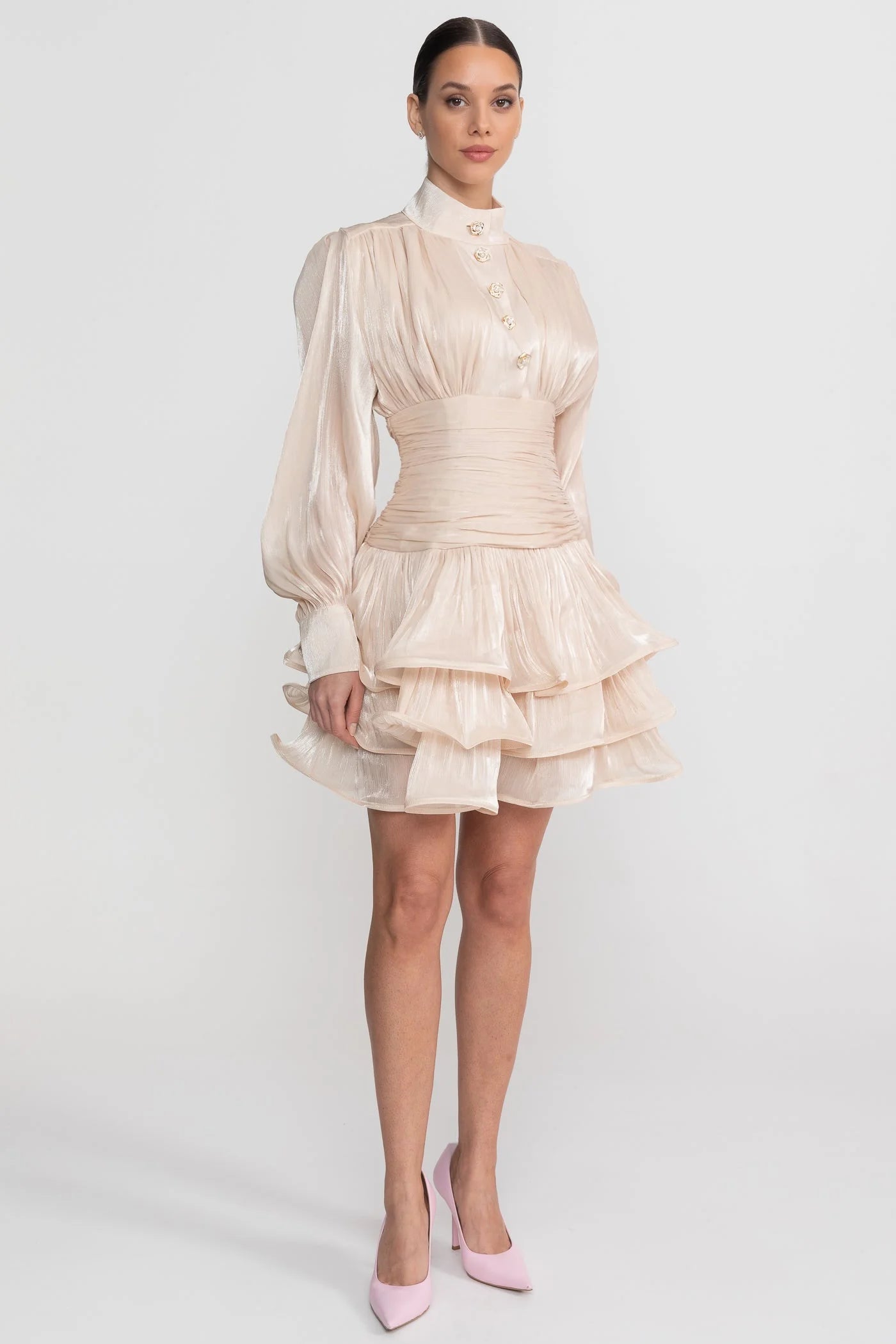 Lumière Beige Mini Dress