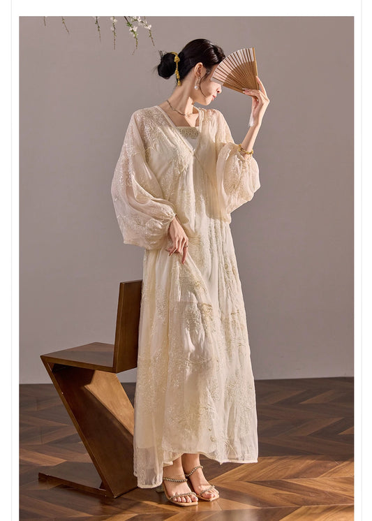 Amara Silk Dress Set Ivory