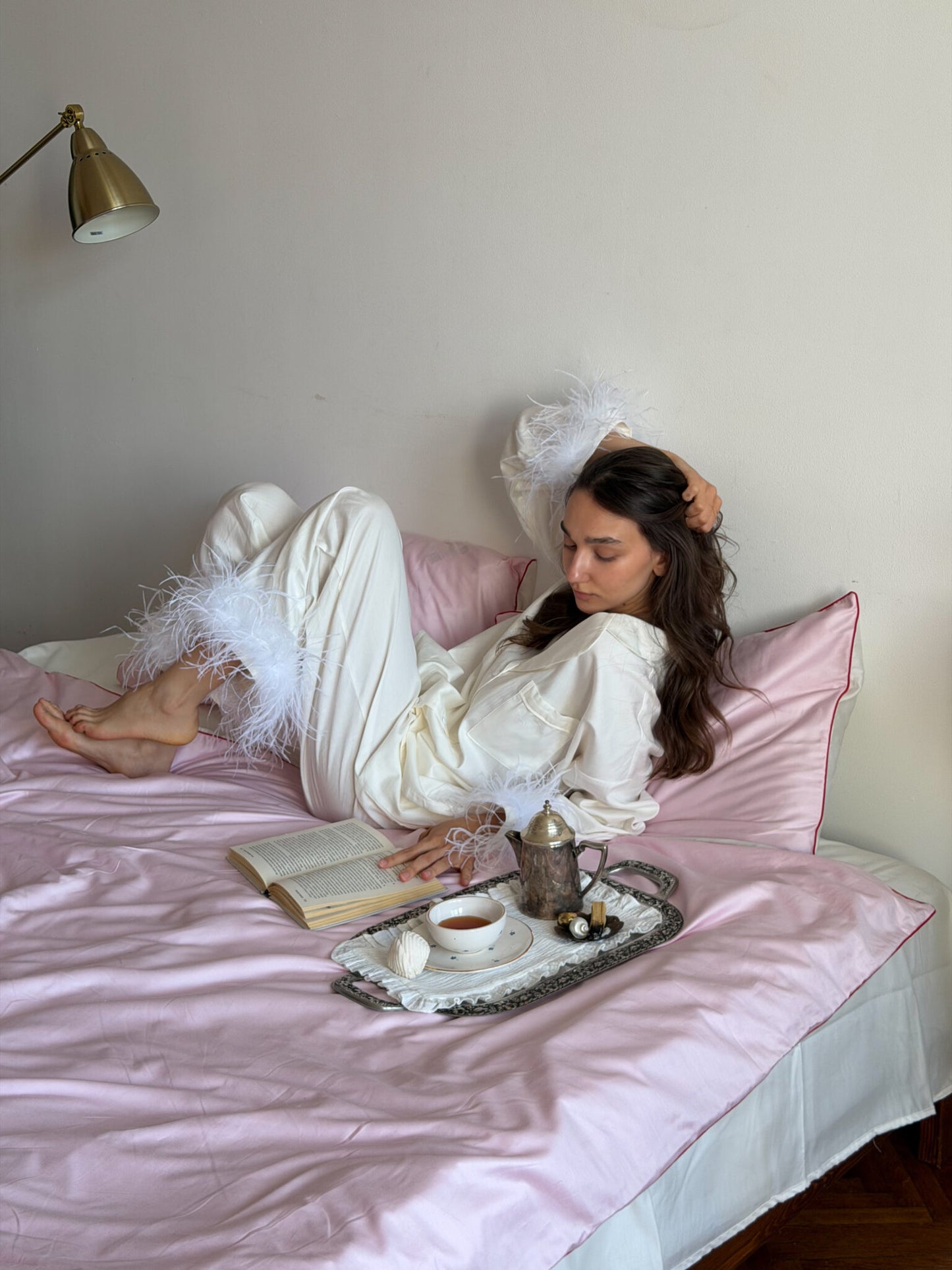 Milana Feather Lounge Set - Milk