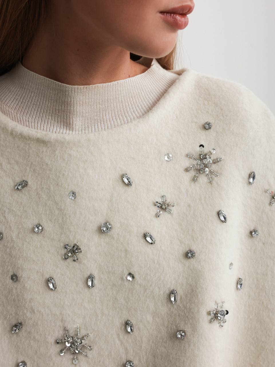 Celeste Crystal Knit Cape Ivory