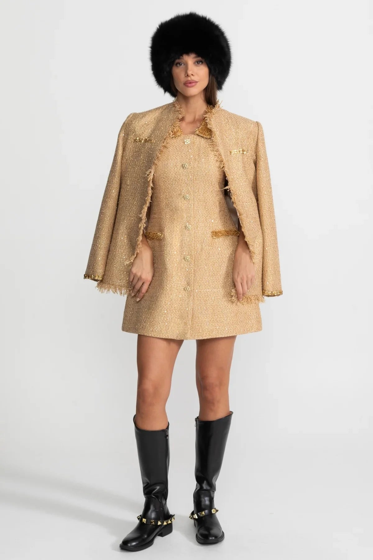 A-Mora Tweed Mini Dress