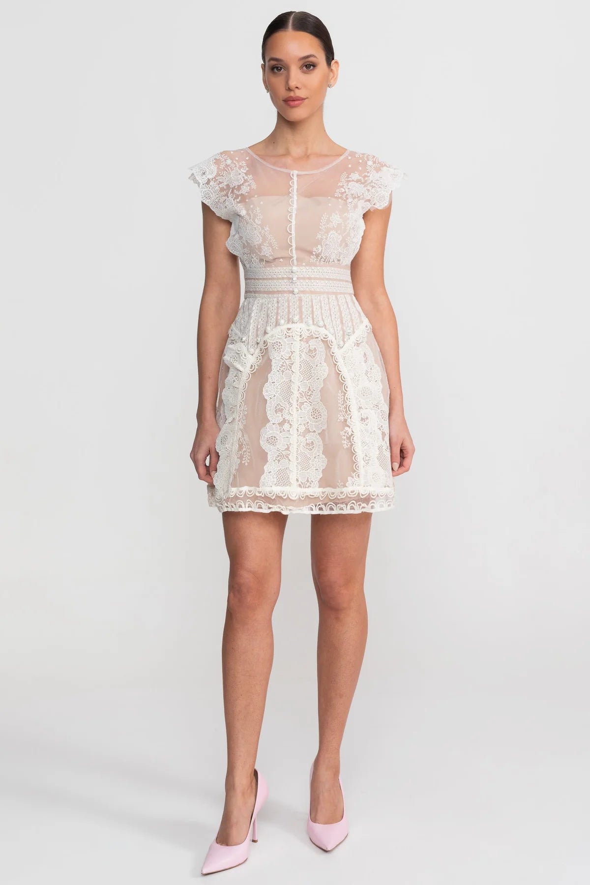 Elari Ivory Lace Mini Dress