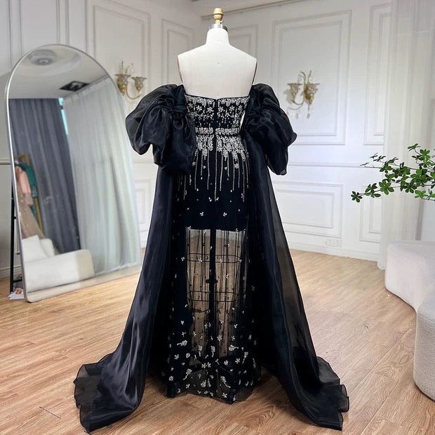 Noctelle Black Gown – Luxury 2-in-1 Evening Dress