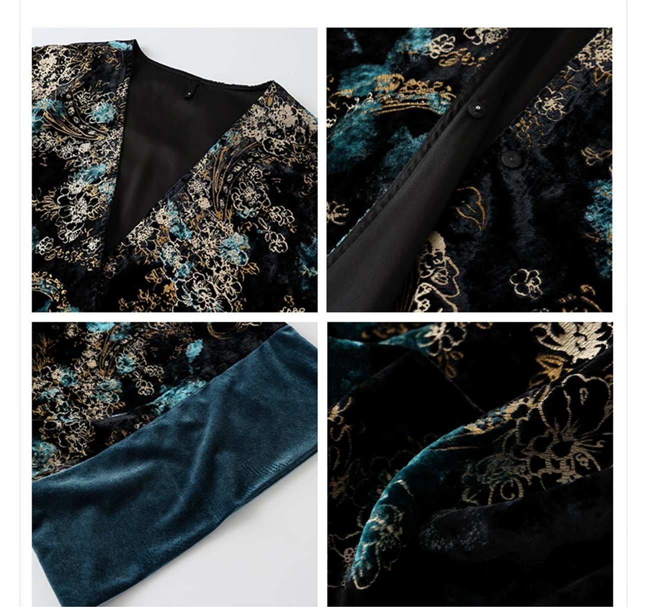 Zafira Reversible Kimono Black & Teal
