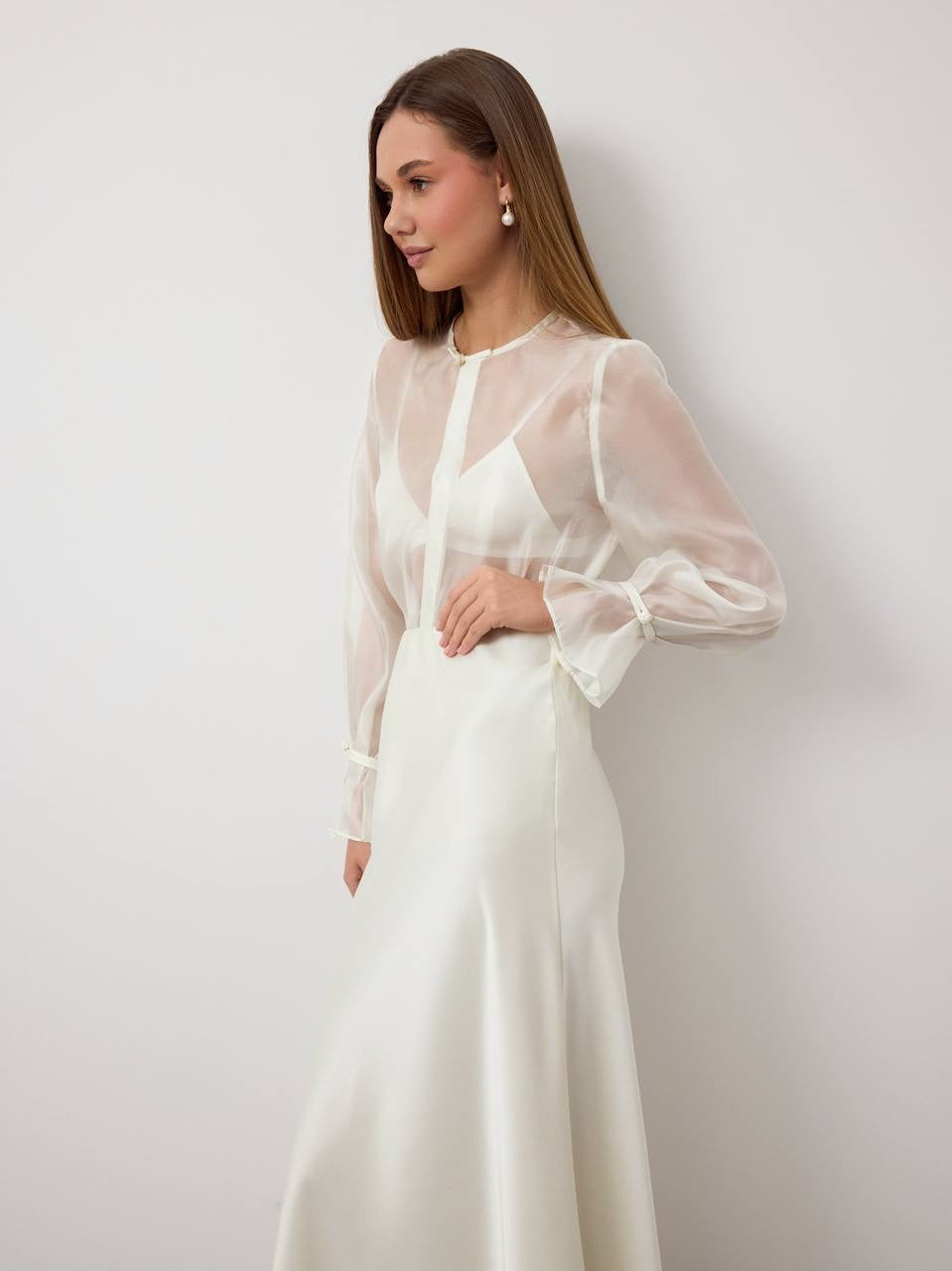 Élise Satin Midi Skirt