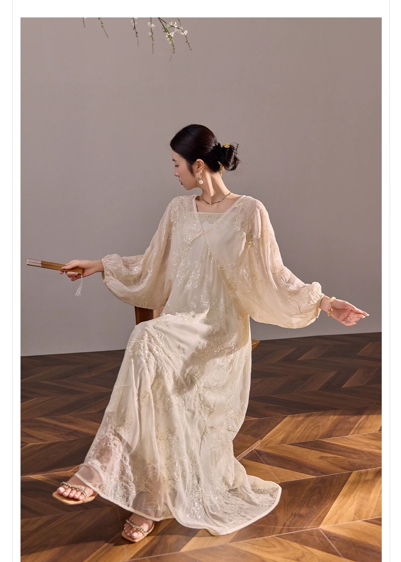 Amara Silk Dress Set Ivory