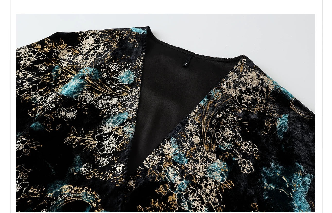 Zafira Reversible Kimono Black & Teal