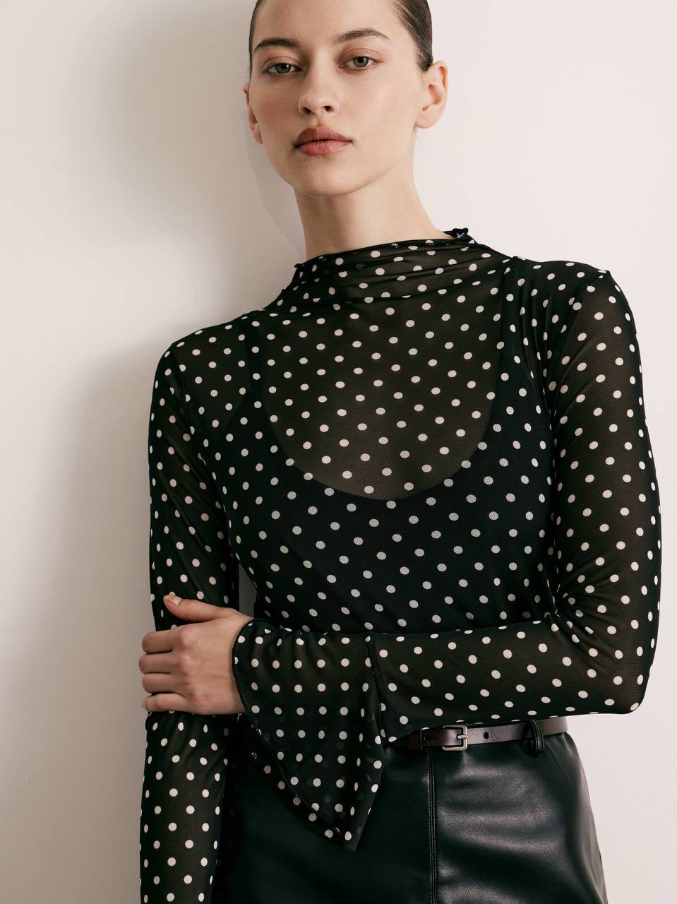 Colette Polka Dot Mesh Top