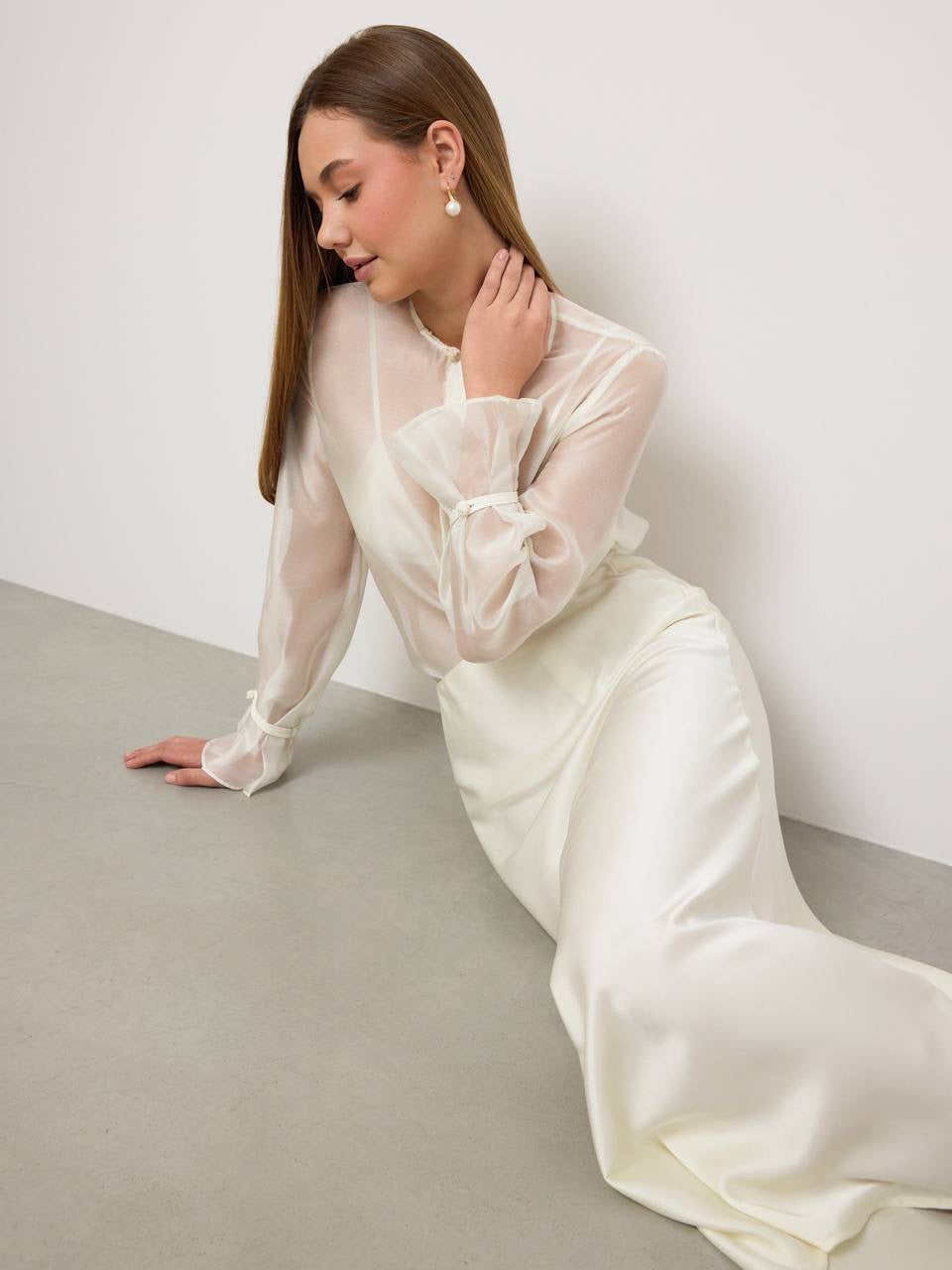 Élise Satin Midi Skirt