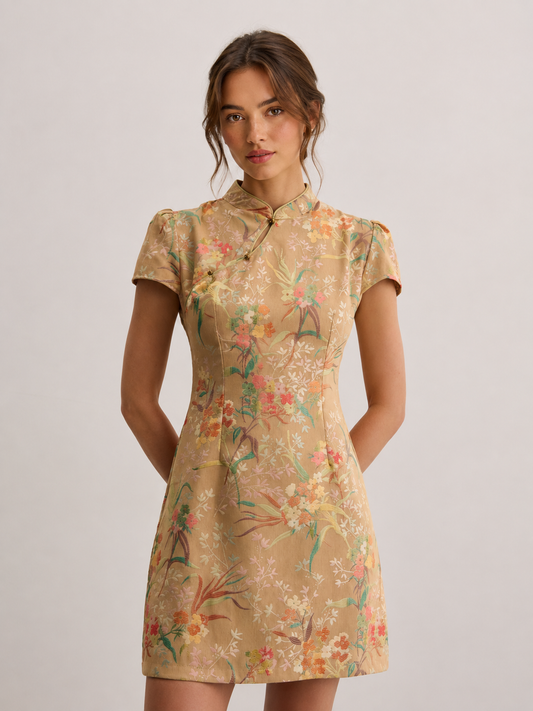Floral Jacquard Mini Dress