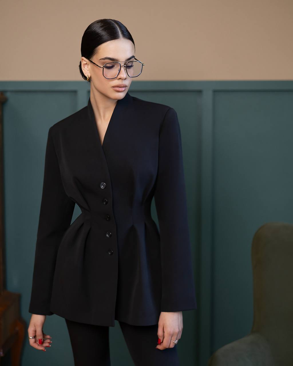 A-Mora Power Sculpt Black Suit
