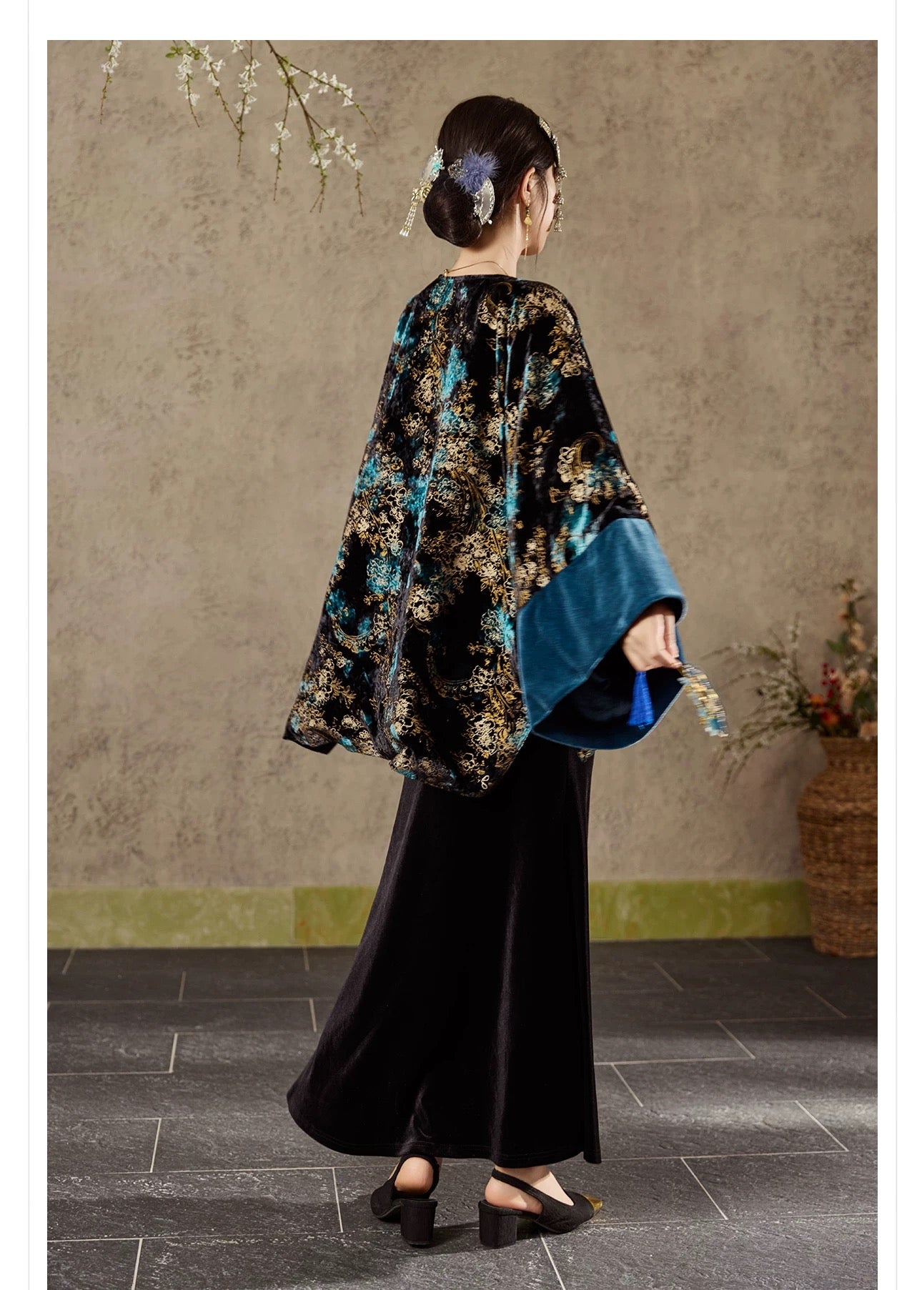 Zafira Reversible Kimono Black & Teal